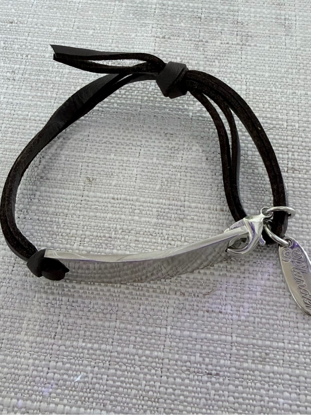 Plunder Brown Leather & Silver Bar Bracelet